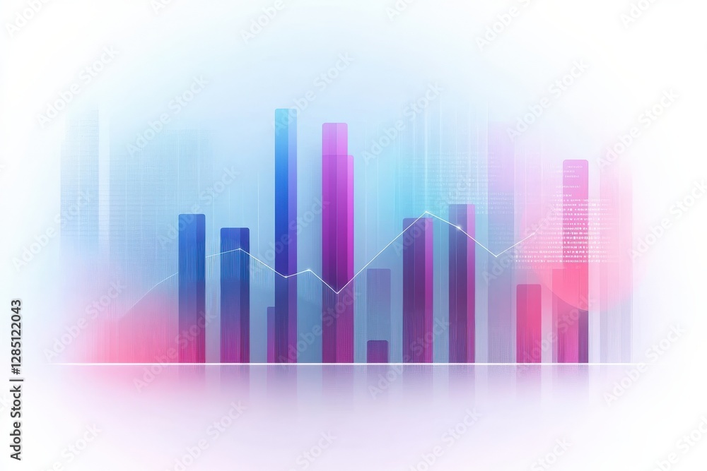 Abstract Data Visualization with Colorful Bar Graphs and Line Chart Elements Abstract Data Visualization with Colorful Bar Graphs and Line Chart Elements