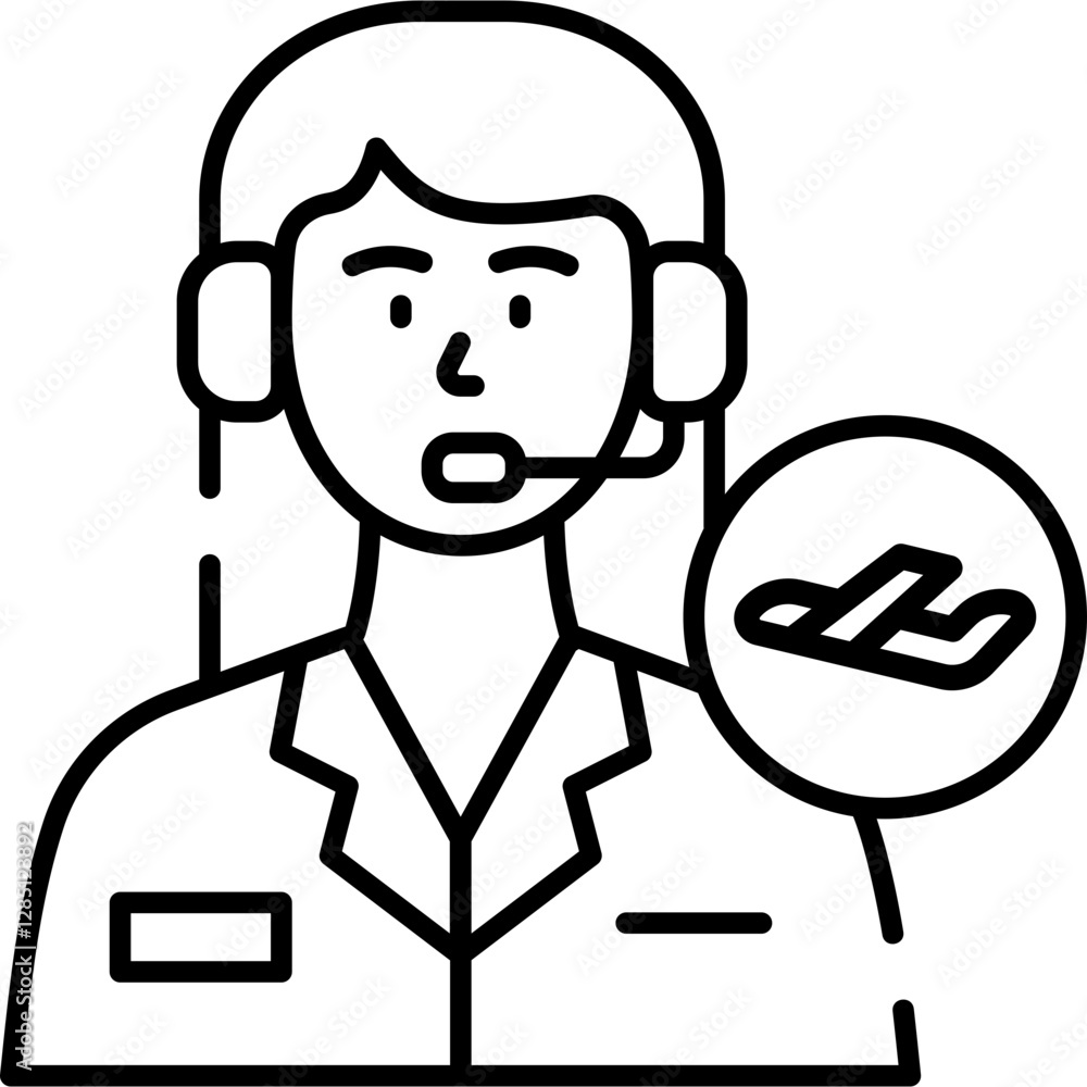 Flight Dispatcher Line Icon Flight Dispatcher Line Icon