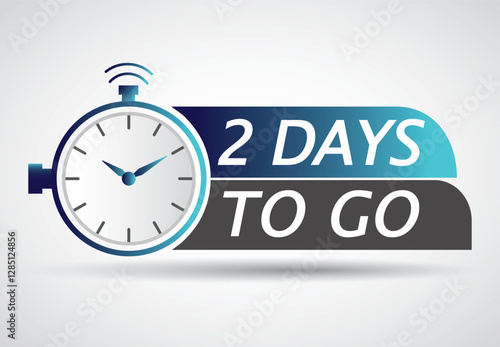 2 days to go in Clock style. Special offer badge. Web design. Sale tag, for webinar banner, live event