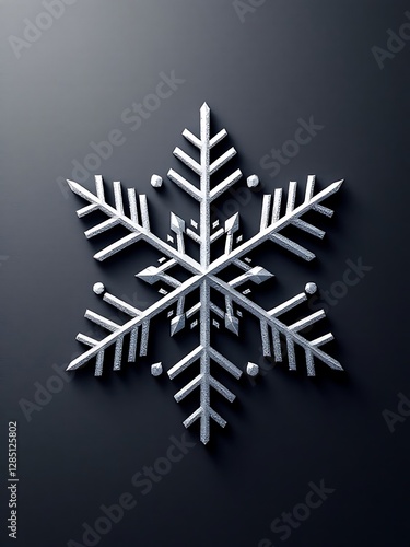 Detailed Metallic Snowflake Ornament on a Dark Gray Background for Winter Holidays and Celebrations photo