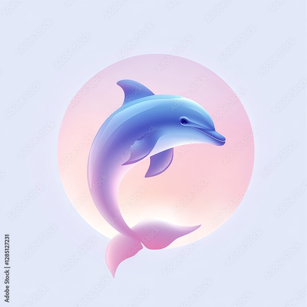 Fototapeta premium Pastel Dolphin Leaps: A serene sunset scene. Aquatic grace in soft hues.