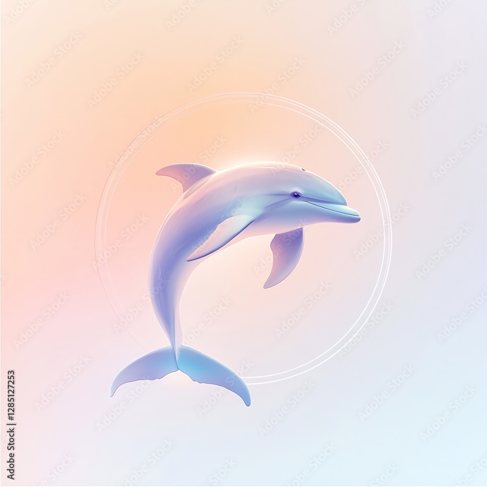Serene Dolphin Soaring, Pastel Dreamscape Serene Dolphin Soaring, Pastel Dreamscape