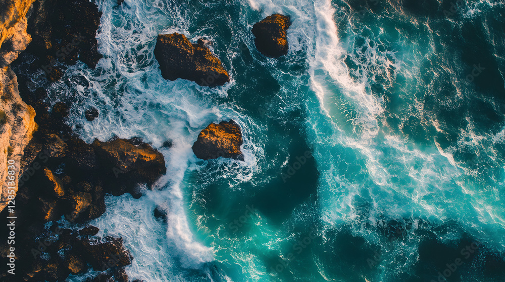 of waves crashing on rocky shores with vibrant turquoise water and foam splashing around the rocks of waves crashing on rocky shores with vibrant turquoise water and foam splashing around the rocks