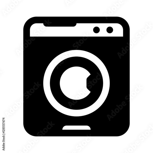 Wash Machine Glyph Icon. Single icon, glyph vector icon