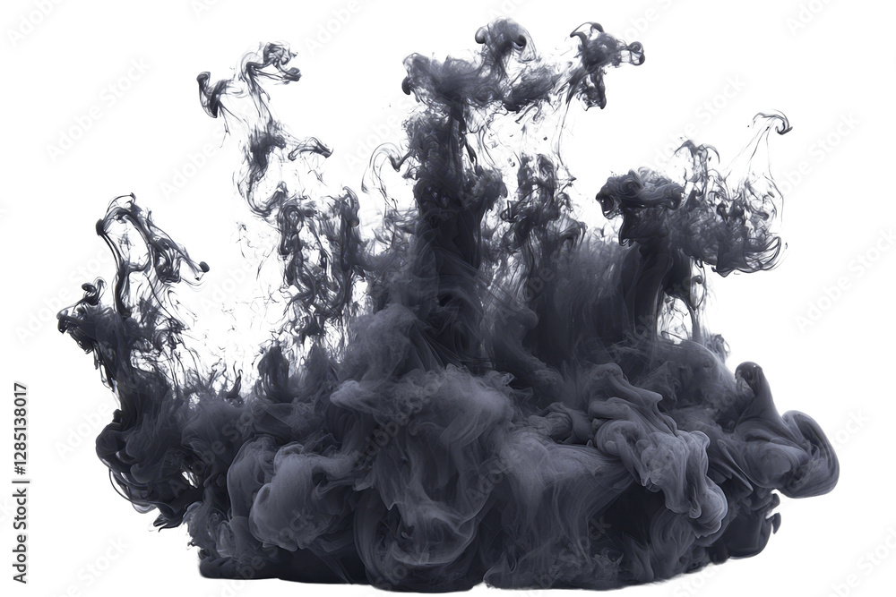 Dark Smoke Swirling in Artistic Form Isolated on White Background Dark Smoke Swirling in Artistic Form Isolated on White Background
