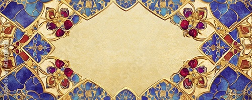 Ornate art nouveau frame with jewel toned floral pattern