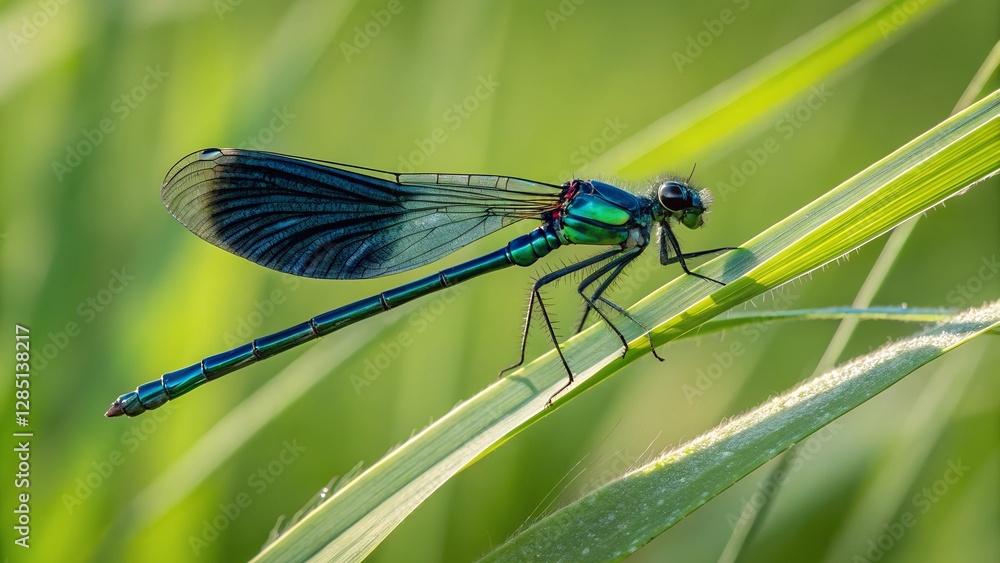 Jewel-toned dragonfly: A mesmerizing dragonfly, its iridescent wings and jewel-toned body glistening under the sun, rests delicately on a blade of grass, a testament to nature's exquisite beauty. Jewel-toned dragonfly: A mesmerizing dragonfly, its iridescent wings and jewel-toned body glistening under the sun, rests delicately on a blade of grass, a testament to nature's exquisite beauty.