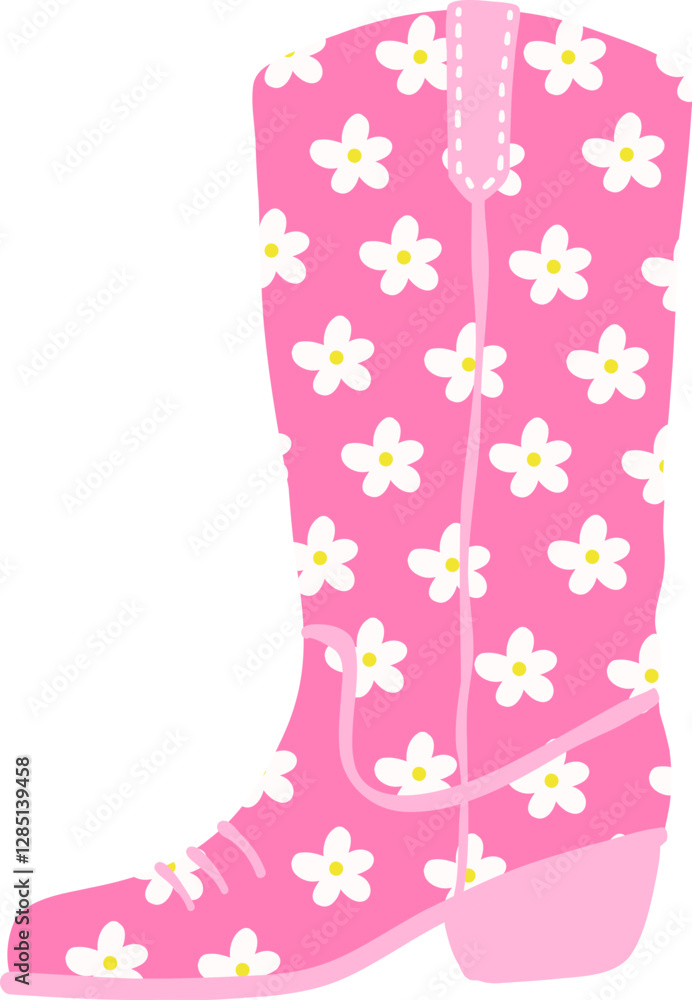 Retro Coquette Cowgirl Boot with Daisy Flower Pattern Retro Coquette Cowgirl Boot with Daisy Flower Pattern