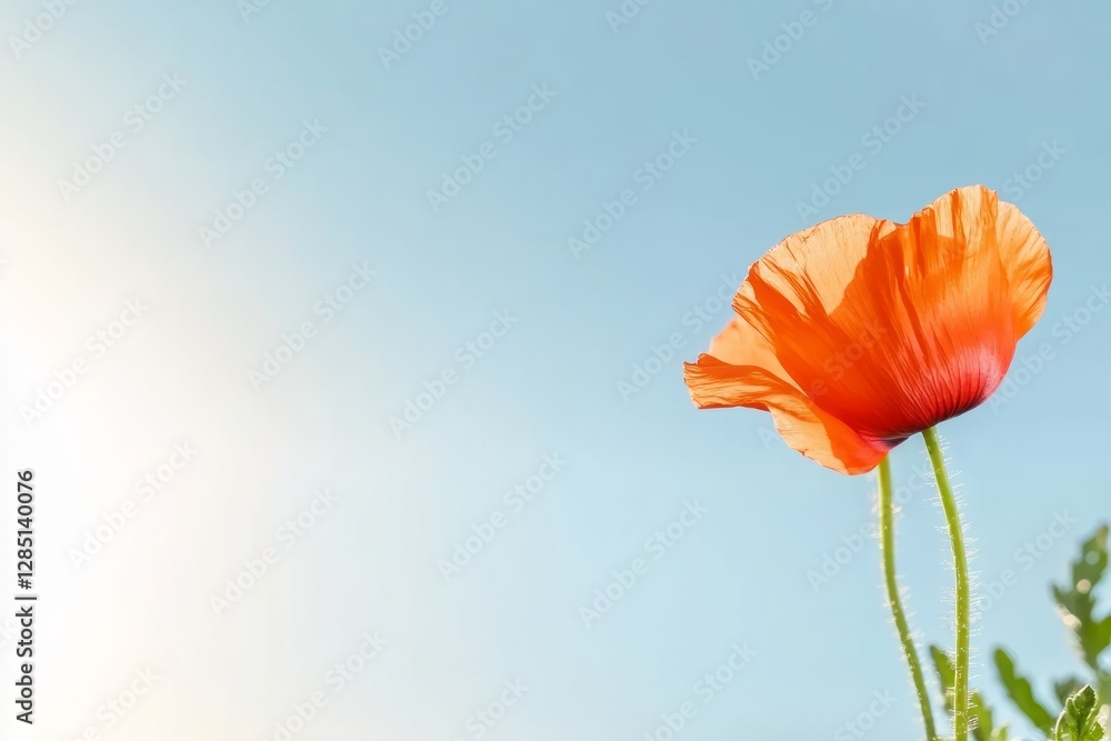 Obraz premium Coral poppies against pastel blue