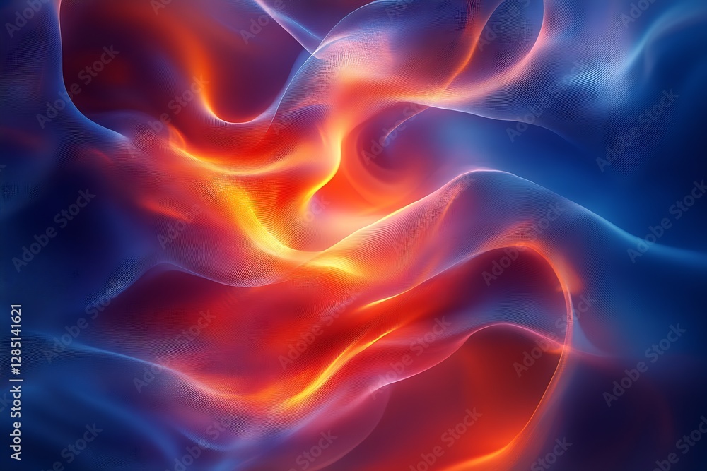 Stunning digital waves of vivid hues in blue and fiery orange creating an enchanting abstract background : Generative AI Stunning digital waves of vivid hues in blue and fiery orange creating an enchanting abstract background : Generative AI