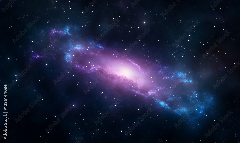 Fototapeta premium Vibrant galaxy with swirling colors and stars in a dark cosmic background.