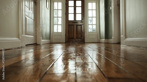 Wallpaper Mural Spilled Liquid on Polished Wooden Floor  Home Interior  Water Damage Torontodigital.ca