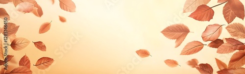 Autumn leaves gently falling against a warm, soft background.