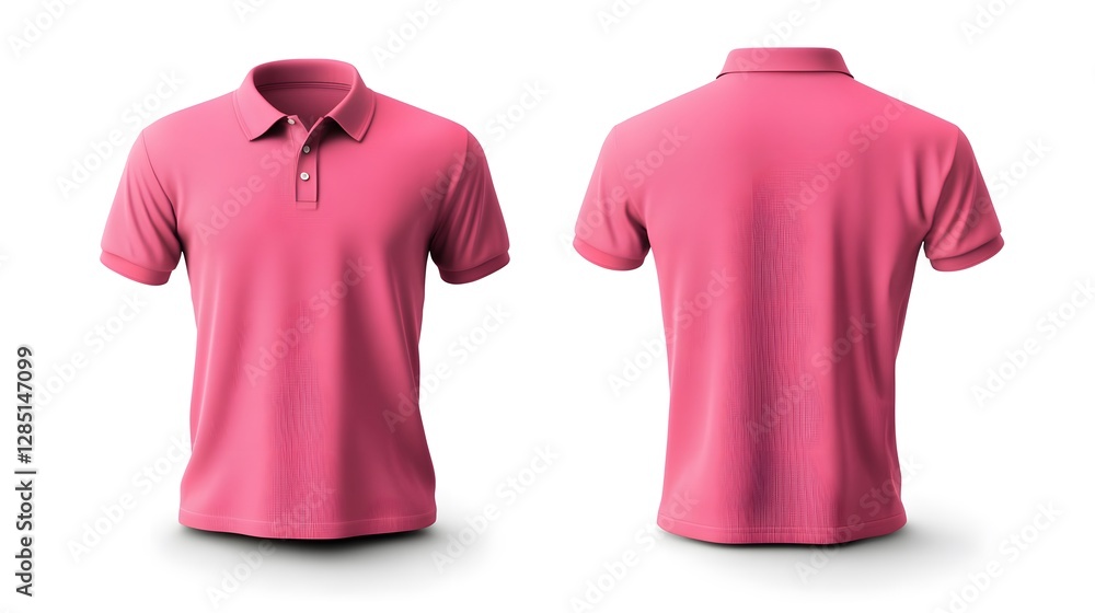 pink blank polo shirt template from two sides isolated on white background pink blank polo shirt template from two sides isolated on white background