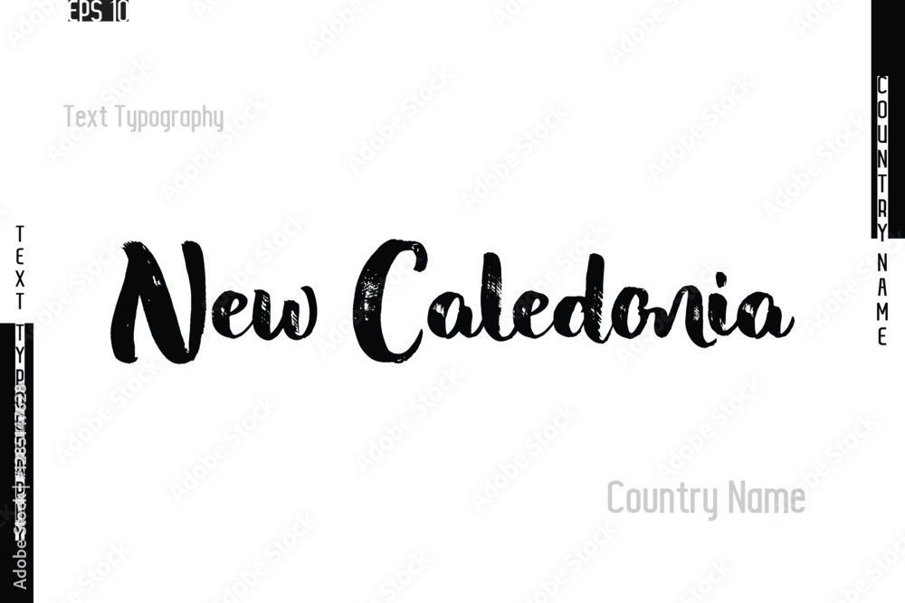 Fototapeta premium Grunge Typography Lettering Text Of Country Name New Caledonia