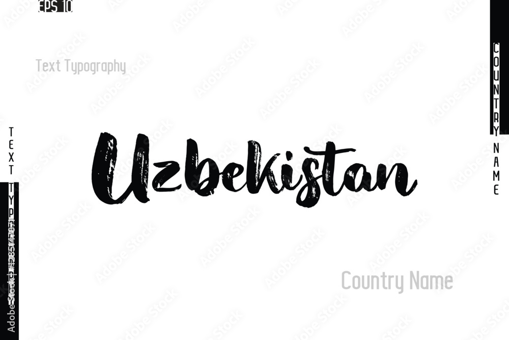 Grunge Typography Lettering Text Of Country Name Uzbekistan. Grunge Typography Lettering Text Of Country Name Uzbekistan.
