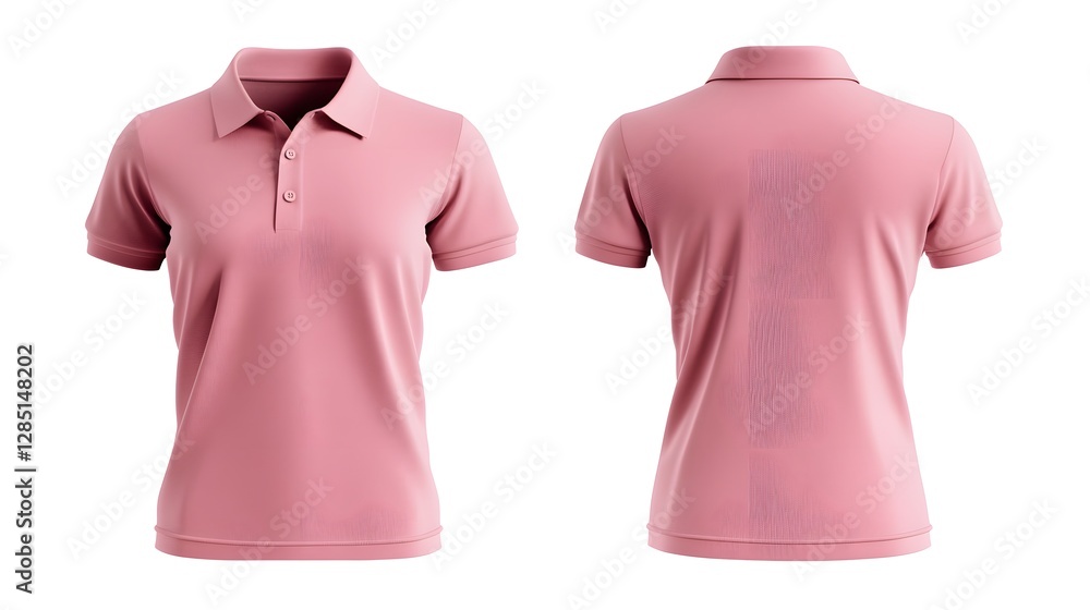 pink blank polo shirt template from two sides isolated on white background pink blank polo shirt template from two sides isolated on white background