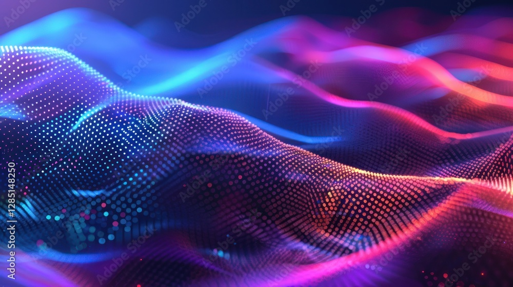 Abstract Neon Wave Background Pink Blue Digital Art Abstract Neon Wave Background Pink Blue Digital Art