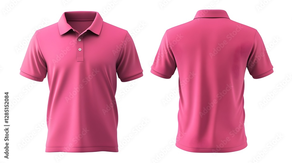 pink blank polo shirt template from two sides isolated on white background pink blank polo shirt template from two sides isolated on white background