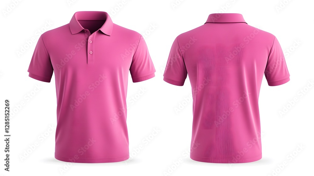 pink blank polo shirt template from two sides isolated on white background pink blank polo shirt template from two sides isolated on white background