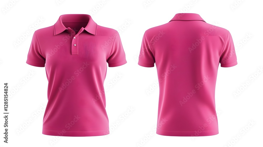 pink blank polo shirt template from two sides isolated on white background pink blank polo shirt template from two sides isolated on white background