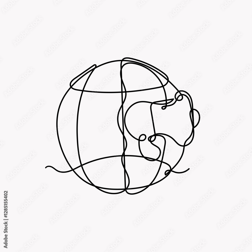 Naklejka premium continuous line drawing globe and megaphone illustration