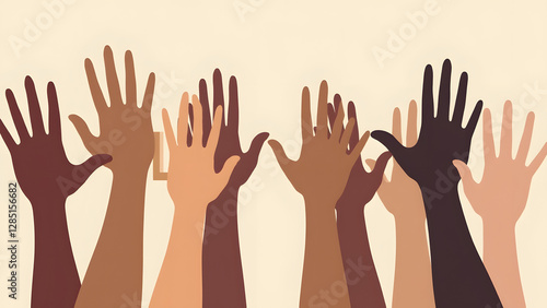 A row of hands of different colors with one hand separated, symbolizing racial division and the longing for unity.