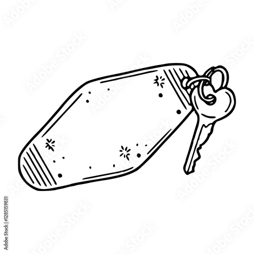 motel key tag vector illustration