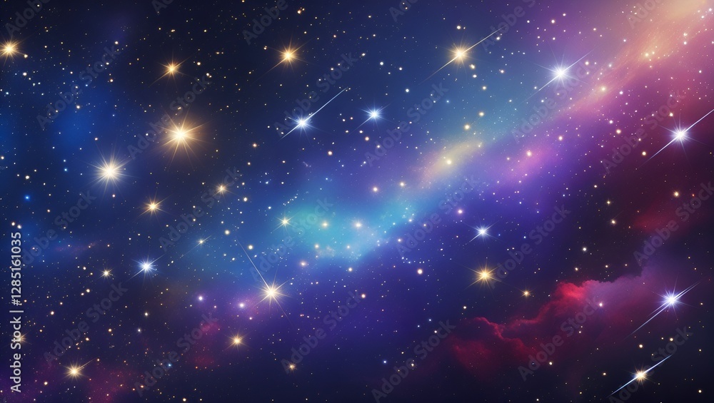 Fototapeta premium Starry night sky with cosmic elements and a bright abstract space background