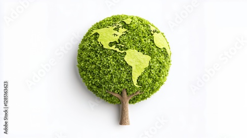 Green Tree Shaped As Earth Globe On White Background