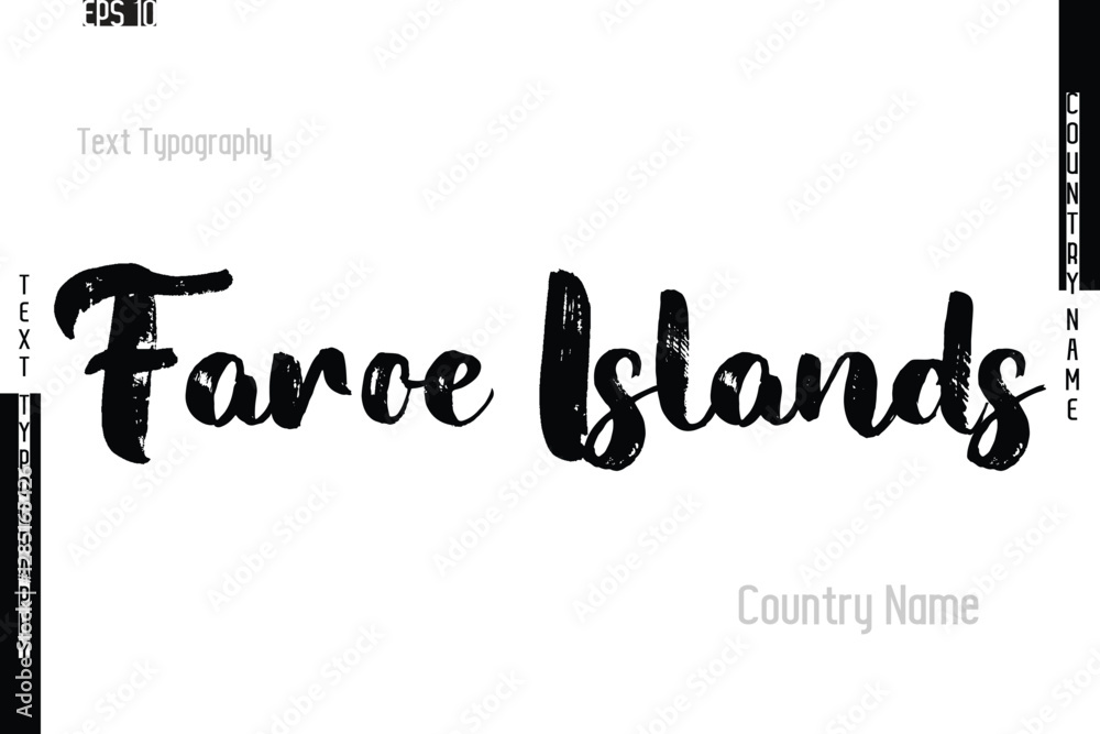 Faroe Islands. Country Name In Grunge Typography Text Lettering Faroe Islands. Country Name In Grunge Typography Text Lettering