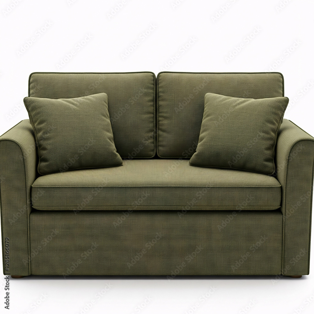 Sofa with pillows on a white background. 3d render front view Sofa with pillows on a white background. 3d render front view