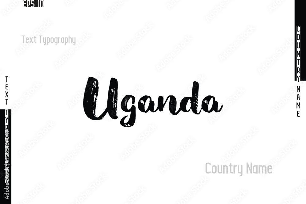 Uganda Grunge Typography Lettering Text Of Country Name Uganda Grunge Typography Lettering Text Of Country Name
