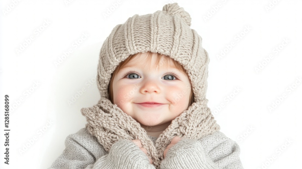 Adorable Baby in Knit Hat and Scarf Winter Fashion Cute Child Adorable Baby in Knit Hat and Scarf Winter Fashion Cute Child