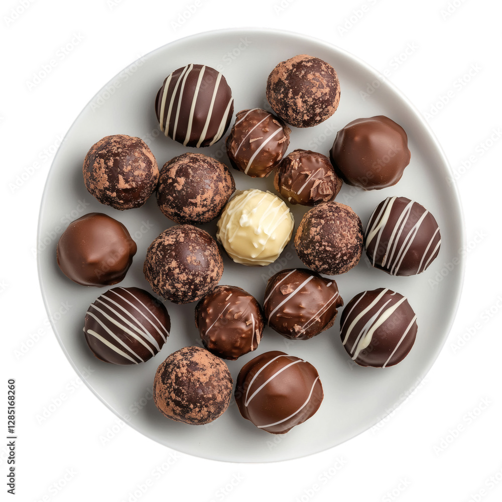 A Fresh Batch of Chocolate Truffles Isolated on Transparent Background A Fresh Batch of Chocolate Truffles Isolated on Transparent Background