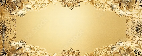 Golden textured background decorated with floral ornaments and flourishes