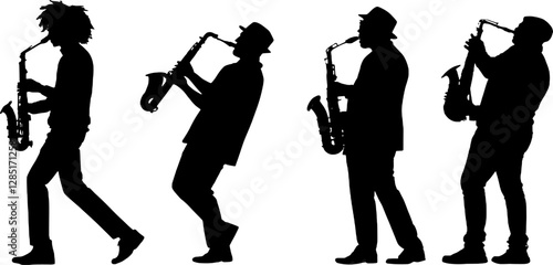 Photography The image captures a silhouette of a man passionately playing the saxophone