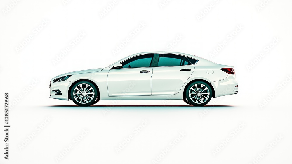 Sleek White Sedan  Modern Car  Side Profile  Luxury Vehicle  Auto Design