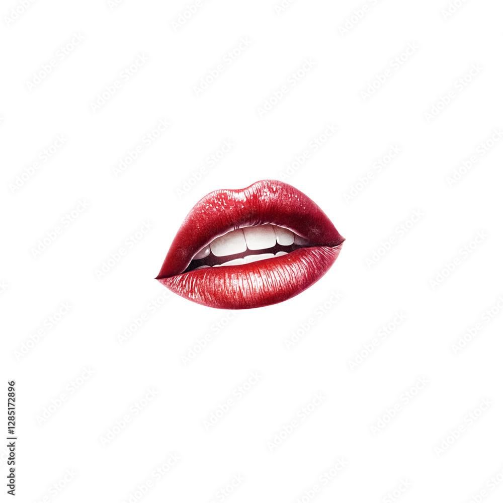 Print of red lipstick kiss isolated on white background.
Print of red lipstick kiss isolated on white background.