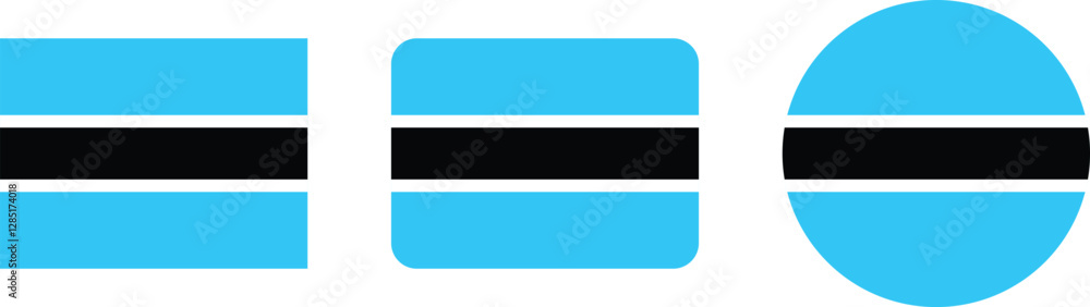 Botswana Flag Variations in Square and Oval Shapes Botswana Flag Variations in Square and Oval Shapes