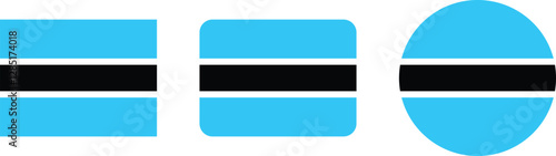 Botswana Flag Variations in Square and Oval Shapes