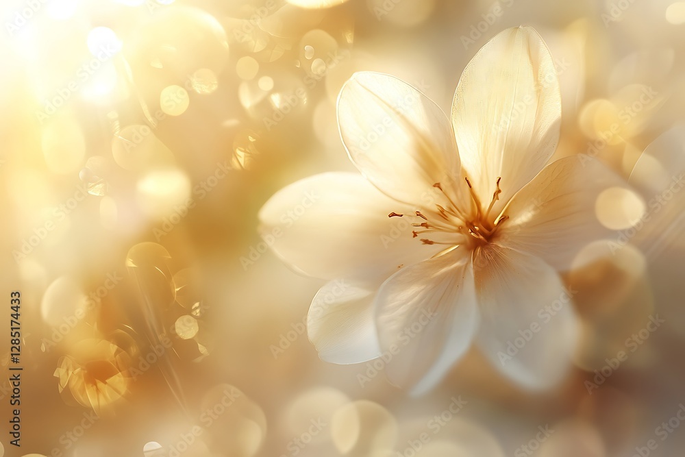 Delicate White Flower in Soft Focus Nature Photography Light Beige Background Serenity Delicate White Flower in Soft Focus Nature Photography Light Beige Background Serenity