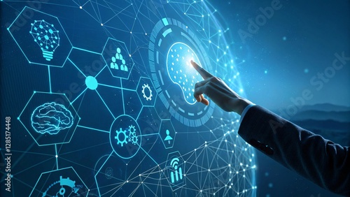 Futuristic AI Interface with Virtual Screen and Neural Network V5