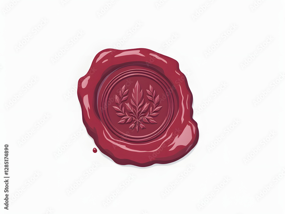 Blank red wax seal with raised edges on a white background, vintage style. Blank red wax seal with raised edges on a white background, vintage style.
