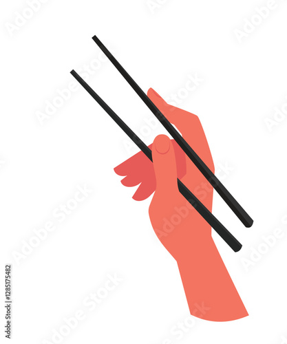 Chopsticks in hand stock illustration