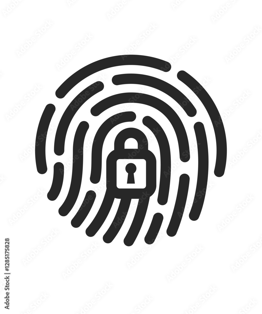 Fingerprint with lock linear icon stock illustration Fingerprint with lock linear icon stock illustration