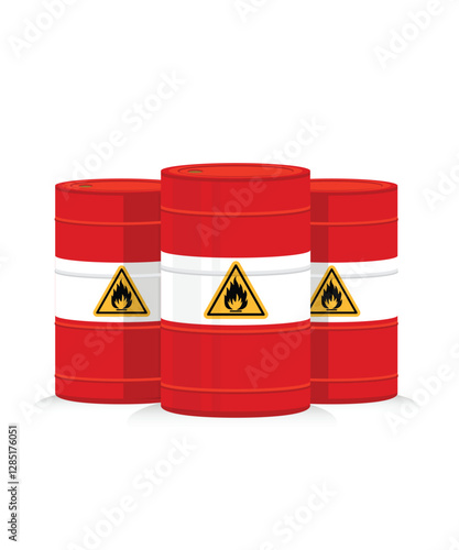 Group of red oil drums isolated stock illustration