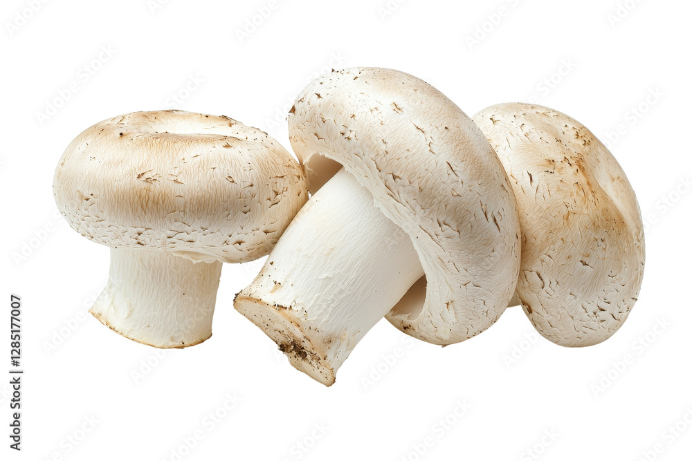Fresh White Mushrooms on a White Background for Culinary Use and Recipes Fresh White Mushrooms on a White Background for Culinary Use and Recipes