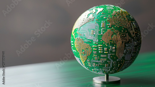 globe crafted from circuit boards and microchips, symbolizing technology and innovation