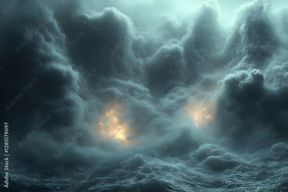 Dramatic Stormy Cloudscape With Glowing Light Dramatic Stormy Cloudscape With Glowing Light